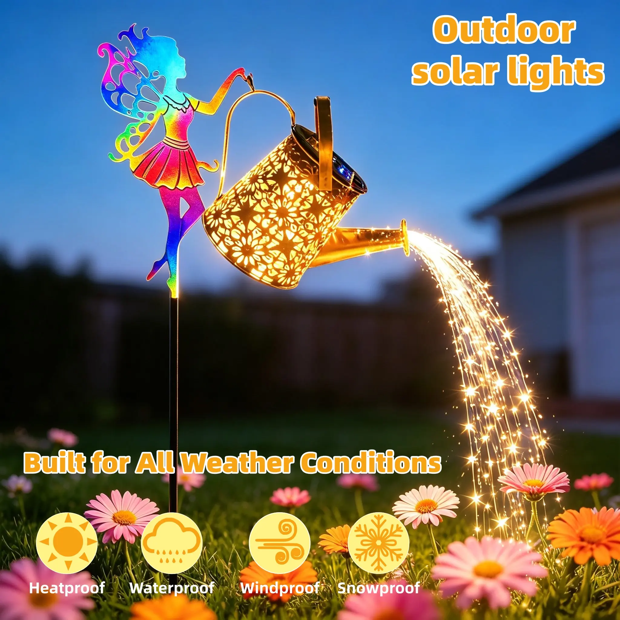 Halloween Solar Garden Stake Lights,Colorful Fairy Solar outdoor lights ,Metal Watering Can Hanging Lamp,  Gift for Courtyard Pool Villa Garden Outdoor Patio Lawn for Grandma Mom Wife Daughter Gardening Lovers