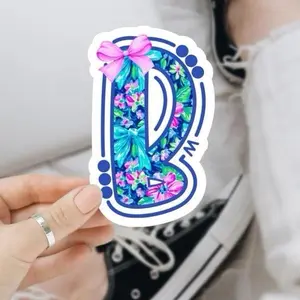 Custom Initial Sticker with Bow | Personalized Letter for Water Bottle, Notebook, Laptop & More
