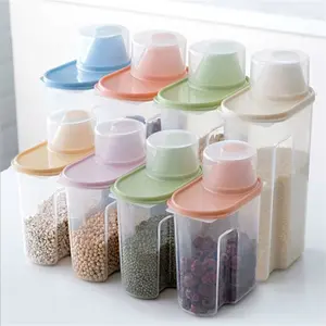 4pcs PP Food Storage Box, Plastic Clear Container Set With Pour Lids, For Cereal, Rice, Pasta, Tea, Nuts And Coffee Beans, Plastic Food Preservation Tank, Home Kitchen Supplies