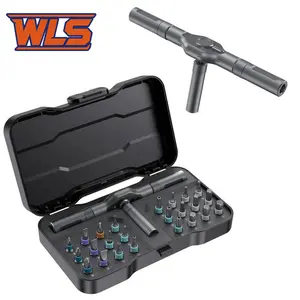 WLS 24-in-1 Magnetic Screwdriver Bit Set with T-Shaped Ratchet Handle Portable Precision Hand Tool Kit for Household Repair removable handle Screwdriver Tool Set multi-purpose mini screwdriver kit household appliance pc mobile bicycle portable ratchet scr