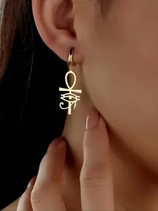 Eye of Sun God Earrings, Ankh Earrings, Stainless Steel 14k Plated, Eye of Horus Design, Perfect Gift for Women, Earrings Jewelry