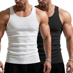 Men’s 2-piece set: quick-dry sleeveless tank top, fitness tank top, gym muscle T-shirt, summer casual slim-fit T-shirt, comfortable underwear for sports and everyday wear