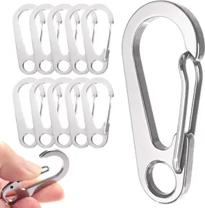10 count 1.77 Inch Stainless Steel Clip Spring-Snap Hook,EDC Mini Carabiner Custom Quick Release Hook for Outdoor Key Chain Camping Fishing Hiking Traveling