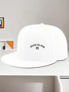 River Island Print Baseball Cap, Adjustable Sun Protection Hat, Casual Fitted Design, Unisex Hip-Hop Style, All Seasons Wear