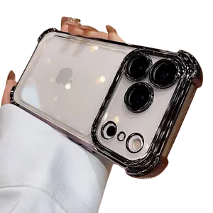 Electroplating Airbag protection phone case,Phone Accessories for iPhone17 air 16 15 14 13 12 11 Pro Max Plus Protection Protector,Decorative Phone Protector Cover,exquisite Casing,high-end feeling