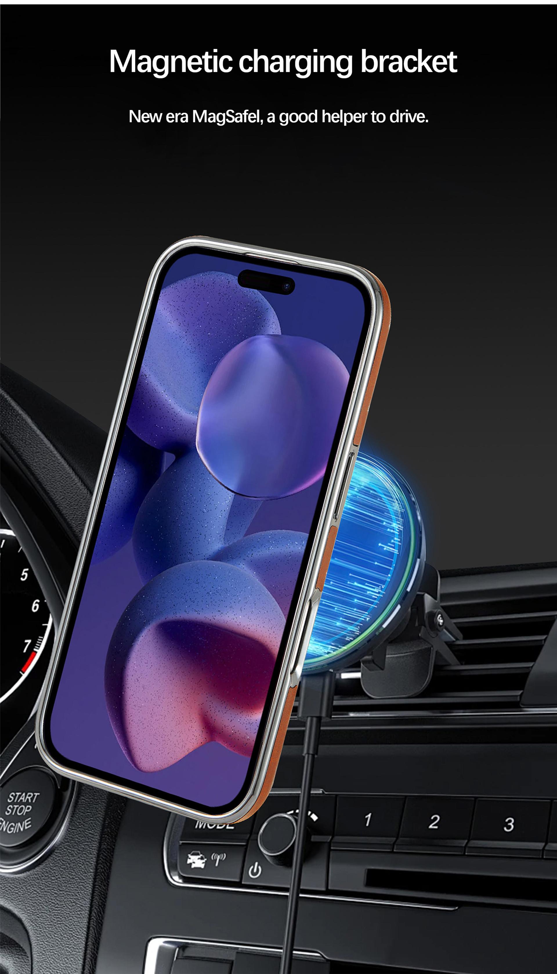 New Genuine Leather Magnetic Card Bag Stand Phone Case Detachable Card Bag 2-in-1 Design For iPhone17ProMax/16Pro/15Plus/14/13/12Pro Full Shockproof High-end Business Protective Cover For Men And Women