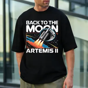Artemis Launch to The Moon Mens Short Sleeve T-Shirts Casual Graphic Printed Tee Tops Crewneck Summer  Vintage Shirt A402-6
