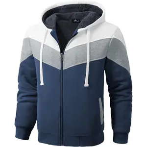 Men's Heavyweight Fleece Hoodies Full Zipper Thick Sherpa Lined Wool Warm Sweatshirt Coat
