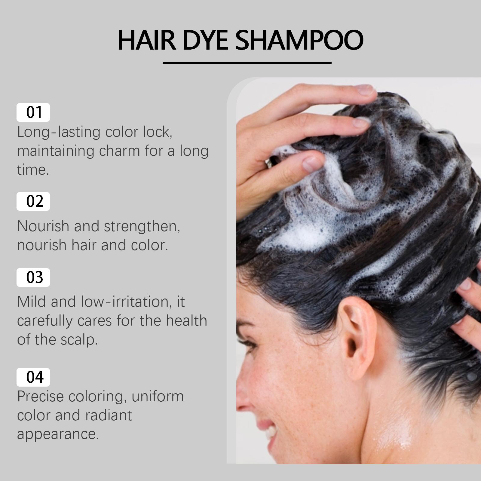 3 in 1 Hair Dye Shampoo - Can cover gray hairs,Herbal Ingredients,Contains Ginseng Extract,Natural Haircoloring, black hairdye