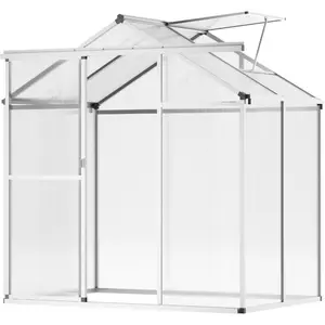 VEVOR Polycarbonate Greenhouse, 6x 4 Ft, Outdoor Greenhouse with Adjustable Vent Windows, Pavilion Styled Green House with Sliding Door, Aluminum Large Walk-in Greenhouses Kit for Garden BackyardVEVOR Super Brand Day