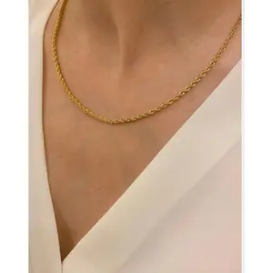 18k gold plated rope chain 18”