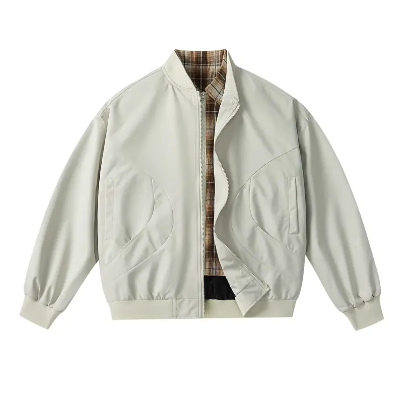 Flight Jacket Casual Windbreaker Stand Collar Workwear Coat Fashion Zipper Baseball Uniform for Versatile Casual Wear Long Sleeve Menswear Stylish