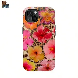 MagSafe iPhone Case For IPhone13-Glossy.Hibiscus Flower Cheetah Print Phone Case, Full Color Durable Phone Case For Men & Women,  Case Protection Leopard Print Glamour