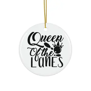 QUEEN OF THE LANES ORNAMENT, CHRISTMAS DECORATIONS, 3 INCHES CIRCLE ORNAMENT, CERAMIC ORNAMENT