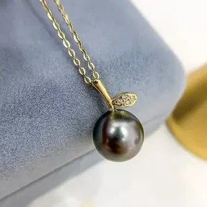 Natural seawater Tahitian pearl 10-11mm Christmas pomegranate necklace pendant