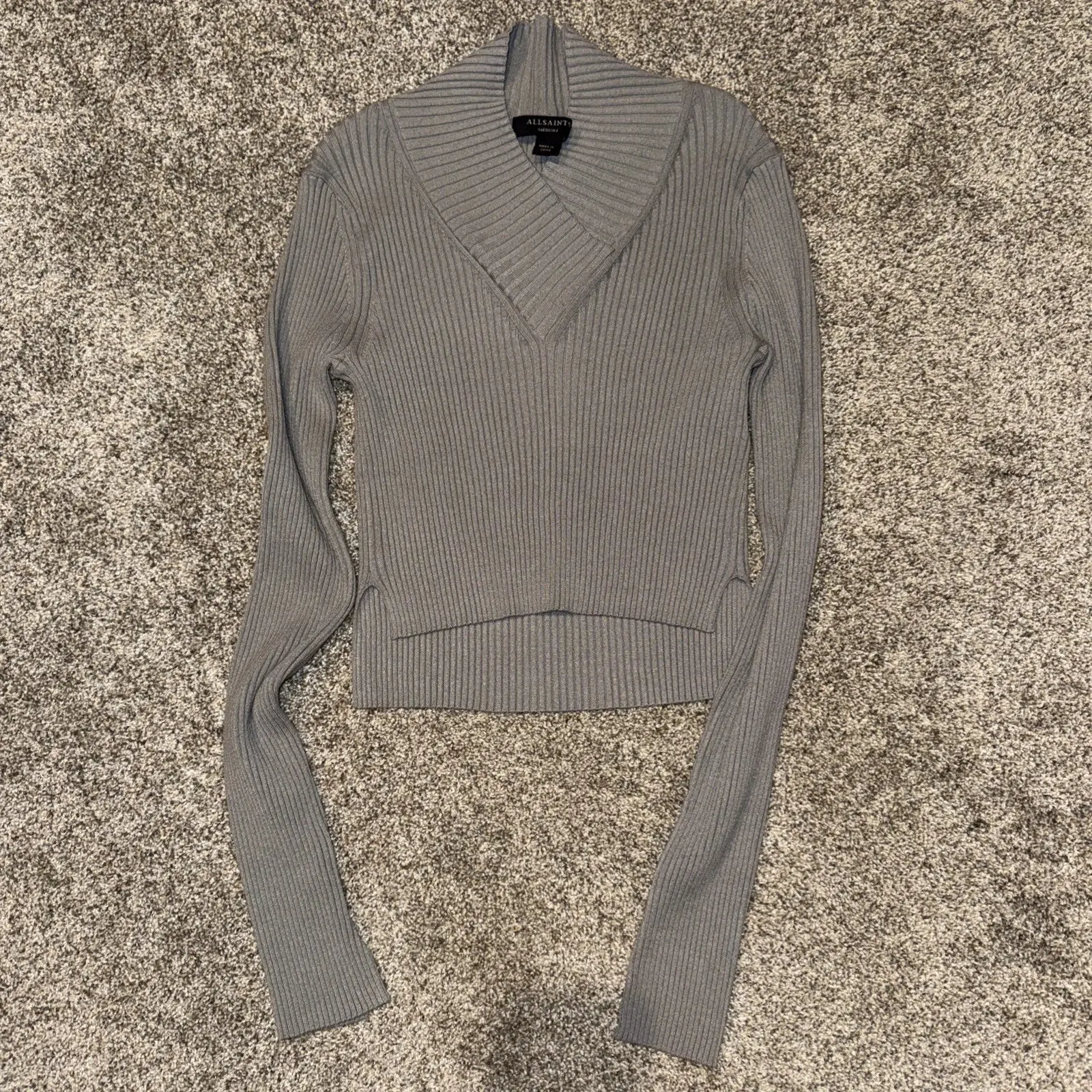 Women’s Medium Allsaints Ribbed V Neck Sweater Crop
