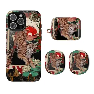Vintage Chinese Tiger Tattoo Aesthetic – Phone & AirPods Case, AirPods Max Coastal Trend Style