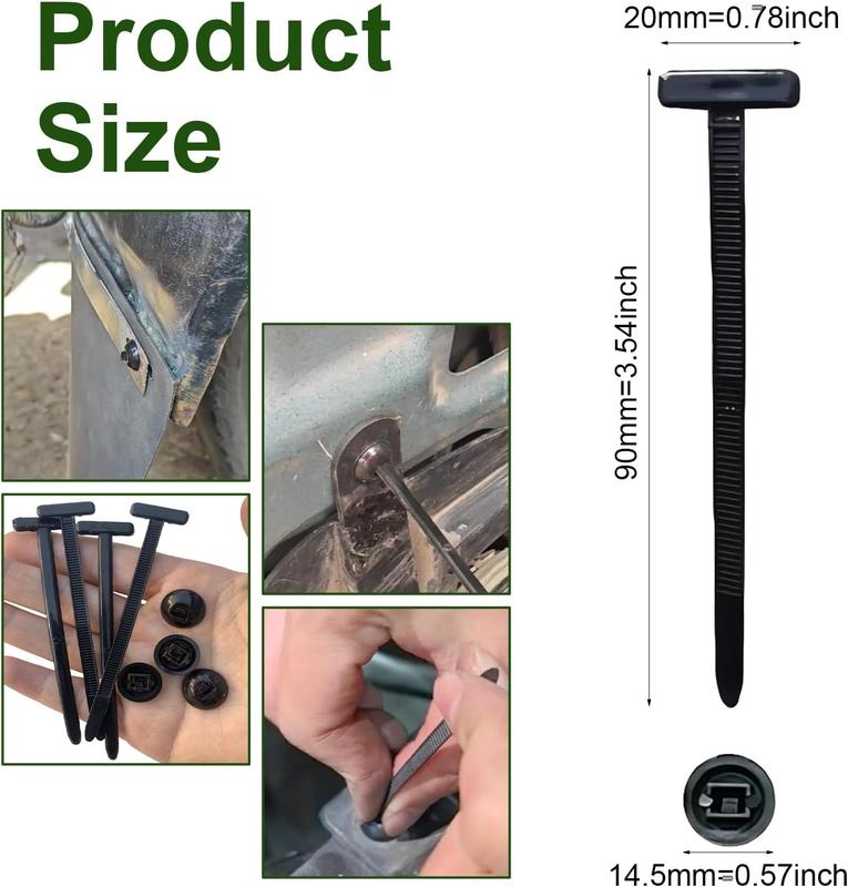 100PCS Nylon Universal Cable Tie Buckle, Zip Ties Heavy Duty with Pin & Button Design, Car Daily Repair, Applicable Toengine Lower Guard Plates, Fender Linings, Fenders, Trunkclips (100)