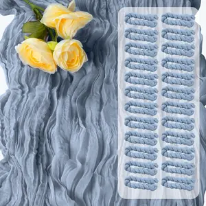 16 Pack 10Ft Cheesecloth Table Runners - Boho Gauze  Table Decor, 120 Inch Long Rustic Cheese Cloth Runner for Wedding, Bridal Shower, Birthday, Romantic Party (Dusty Blue, 24" x 120"-16Packs)