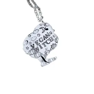 Vegan Witch Chick Necklace Handmade in Texas Studio Recycled Aluminum-Summerween