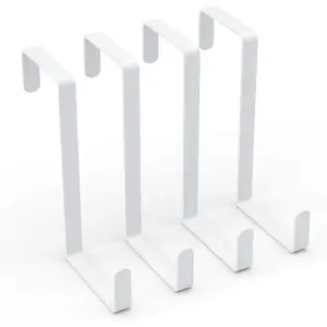 4 Pack Over The Door Hooks - Fitting Door Width Between 1 3/8" and 1 3/4", Reversible Door Hangers for  Clothes, Towels, Coats and  (White)