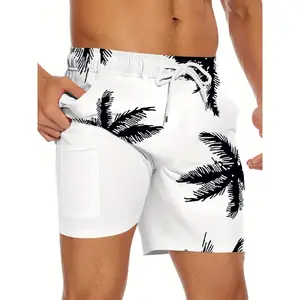 Men'S Swim Trunks With Compression Liner Quick Dry Swim Board Shorts