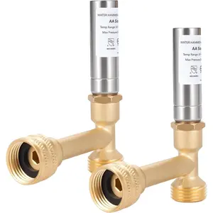 Tee Stainless Steel Water Hammer Arrestor for Washing Machine, 3/4" Male GHT & 3/4" Swivel Female GHT, Angle(Pack-2)