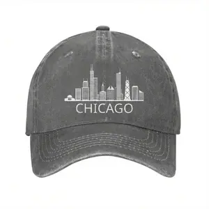 Chicago Skyline Vintage Baseball Cap - Adjustable Dad Hat With Chicago Cityscape, Lightweight Breathable For Men & Women, Machine Washable - Ideal For Travel, Sports, Casual Attire - Chicagoans & Visitors
