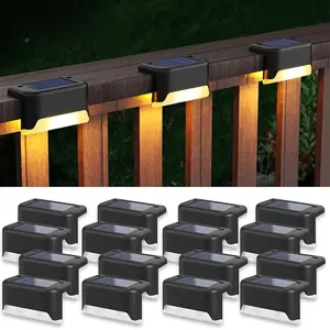 4PCS Warm White LED Solar Step Lights Garden Path Stair Lights Waterproof Balcony Patio Fence Lighting Decoration Outdoor Step Lamps