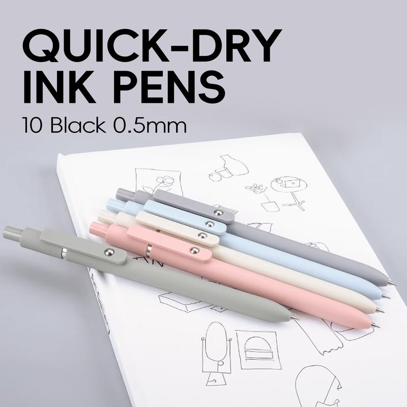 10 Pcs Black Gel Pens – Smooth 0.5mm Fine Tip, Quick-Dry Ink, Aesthetic Gradient Design | Must-Have Study Tools for Back to School