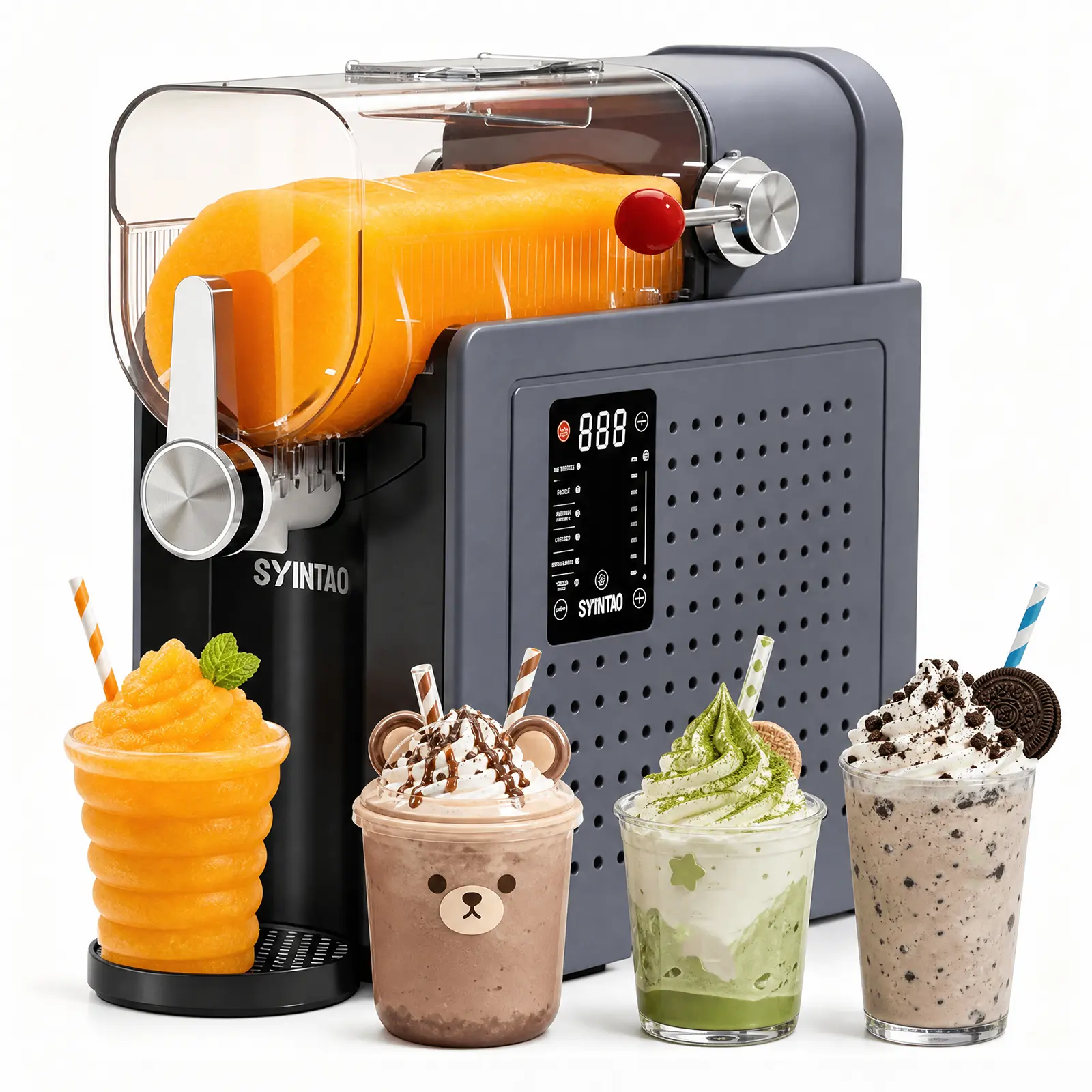SYINTAO 6-in-1 Professional Frozen Drink Machine - 88oz Slushie Machine for Home, Ice-Free Rapid Freezing Technology, Automatic Self-Wash Mode, Ice Cream Mode