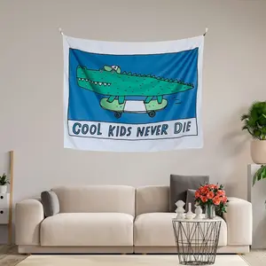 Cool Skater Wall Tapestry for Bedroom – Funny Skateboard Decor for Dorm Room, Teen Boy Girl Room Aesthetic, Crocodile Mural Backdrop for Home Uni Dorm