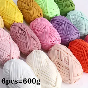 6-Pack Multicolor T-Shirt Yarn for Crochet And Knitting  Soft, Lightweight DIY Craft Yarn for Baskets, Bags, Blankets, Hats, And Scarves  Vibrant Colors  Crochet Yarn Yarn Winder
