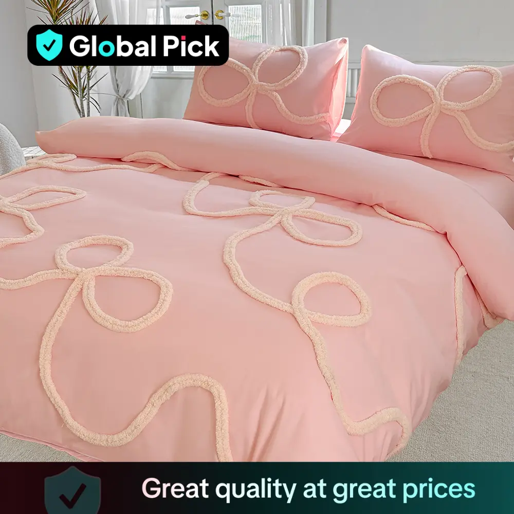 2/3 piece bow pattern quilt cover set, including 1 quilt cover and 1 or 2 pillowcases, soft and comfortable home bedroom bedding, stylish bedroom acce