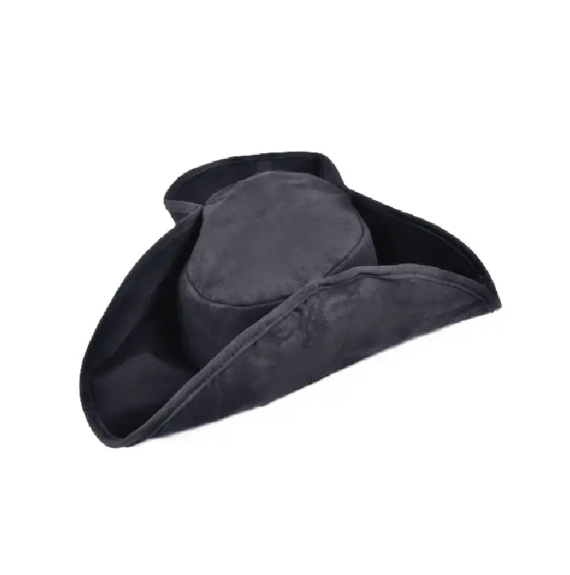 Black Distressed Tricorn Pirate Hat - Colonial - Costume Accessory - One Size