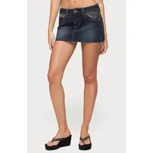 Edikted Women's Nicole Studded Denim Mini Skirt - Multicolor