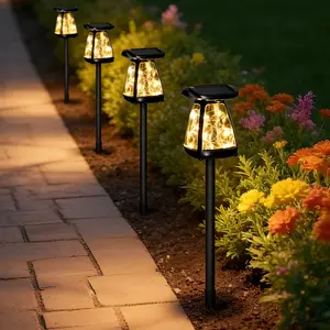 Outdoor Solar Lights, Set of 2/4, Solar String Path Lights, 3 Lighting Modes, IP44 Waterproof Solar Lawn Lights, Suitable for Garden, Courtyard, Yard, Pathway Decoration, Warm White Light
