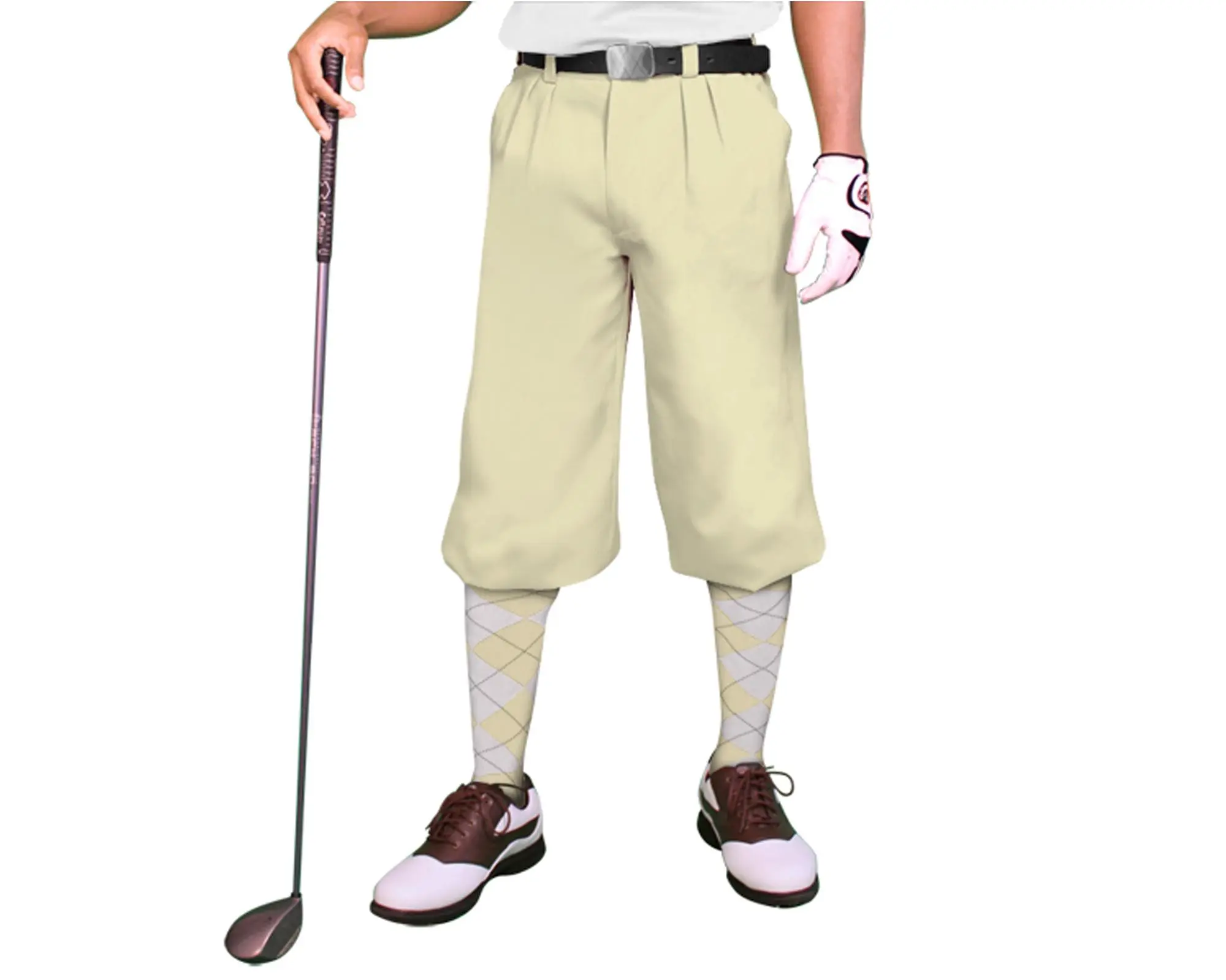 Golfknickers.com 'Par 3' Mens Natural Microfiber Golf Knickers Classic Golf Shorts