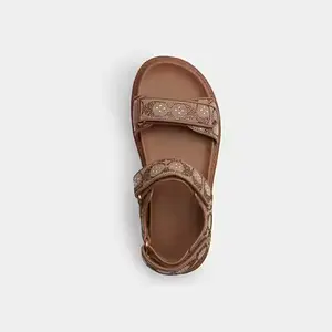 Women's Brynn Sandal In Crystal Signature Jacquard,Summer Crystal embellished sandals(NO BOX),man-made leather upper, man-made leather lining and footbed, rubber outsole,