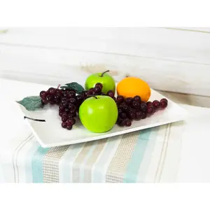 15"L Large White Double Wall Ceramic Rectangular Serving Plate Dish Platter