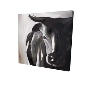 Begin Home Decor 2080-2424-AN134 24 x 24 in. Bull Head Closeup Brown Canvas - Contemporary Bedroom Decor