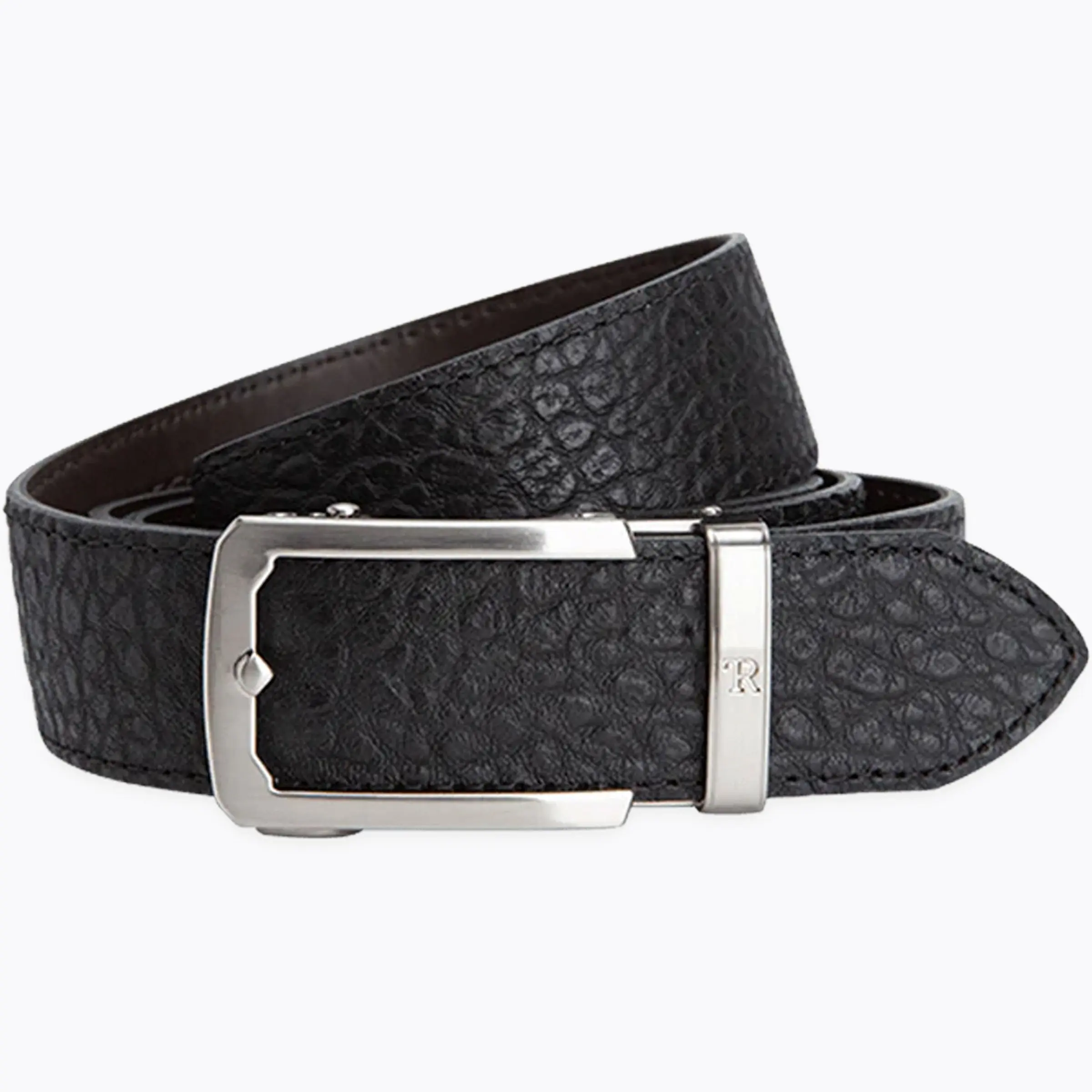 Bison Black Luxury Ratchet Belt  1.5" [38mm]