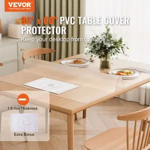 VEVOR Plastic Table Cover, 36x 60 Inch 1.5 mm Thick Frosted Table Protector, Rectangle PVC Desk Mat, Waterproof Easy Cleaning Desk Pad Tablecloth, for Office Dresser Dining Room Table Night StandVEVOR Super Brand Day