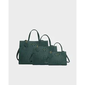 Raven 3PC Tote Bags Set in Emerald Green