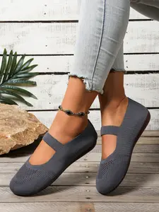 New Women's Knitted Lace-Up Mary Jane Flat Shoes, Breathable Slip-On Casual Loafers, Perfect for Daily Wear, Multiple Colors Available