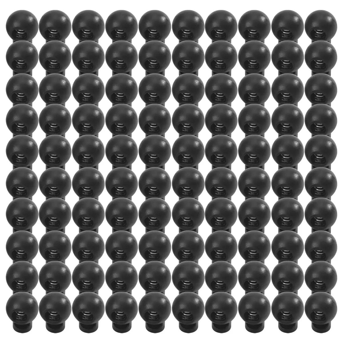 100-Piece High-Strength Metal Black Plastic Cord Lock Stopper with Smooth Design, Spring Button & 100 Cord Lock Stopper Switch Surfaces, DIY Connector for Automotive & Motorcycle Repair Assembly Tools, Hiking Camping Uses