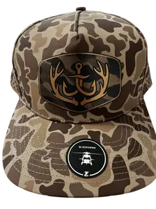 Brown Camo Zapped Headwear 5-Panel Hat  - Logo Patch