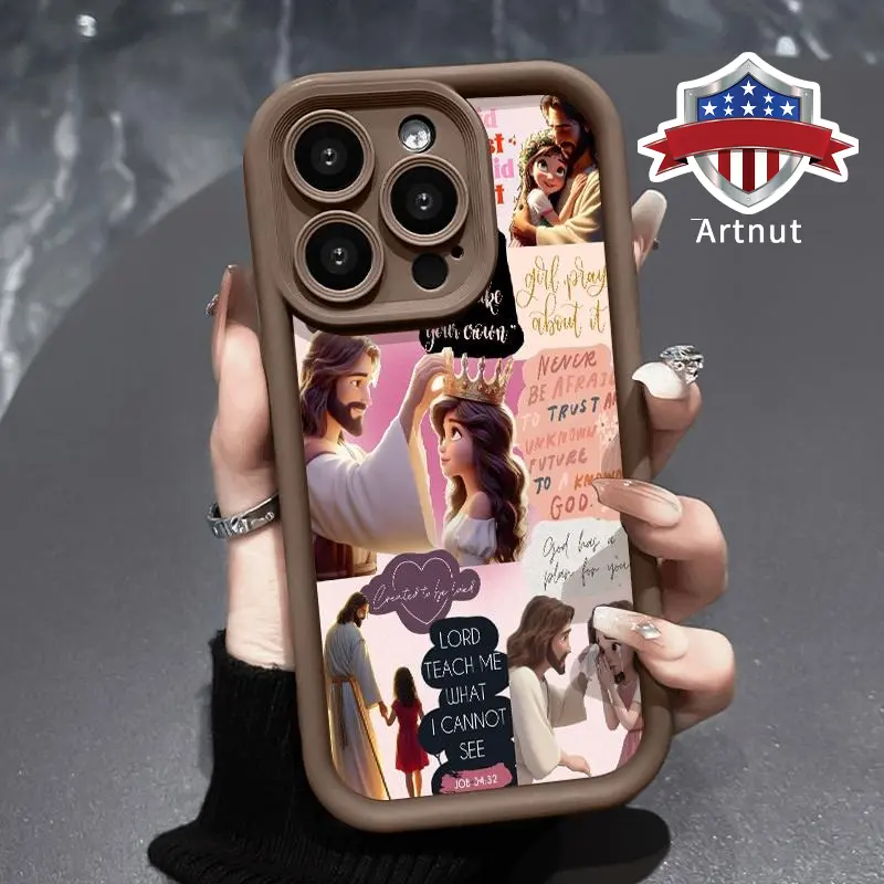 Silicone Phone Case for iPhone 17, 16 Pro Max, 15 Plus, 14, 13, 12, 11, Air, XR, XS - Jesus Loves You, Anti-Scratch, Shockproof TPU Bumper, Drop-Proof Cover