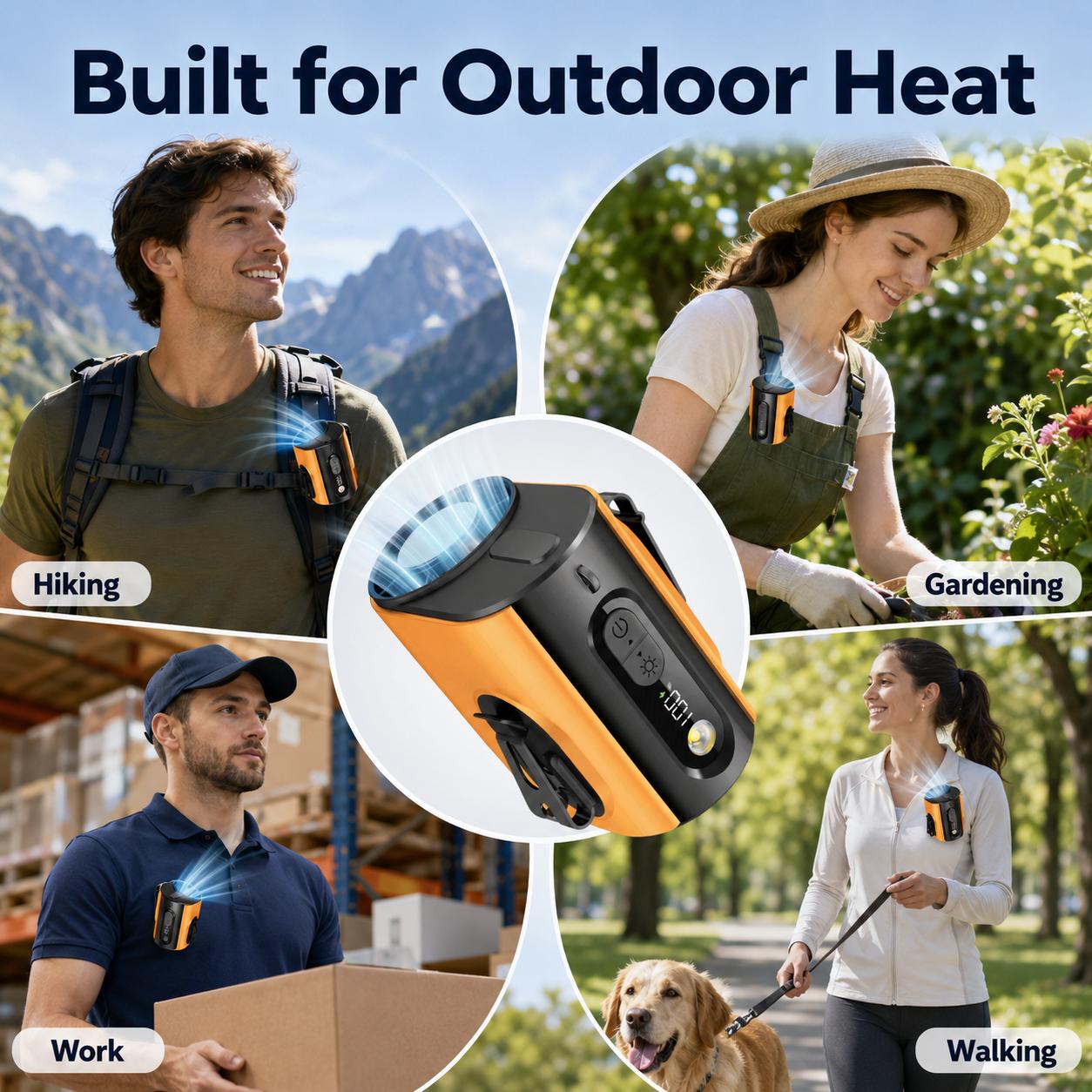 Upgraded Portable Waist Fan with Belt Clip –  100-Speed Adjustable ,Handheld/Neck/Hangable/Desk Fan, Stand for Outdoor, Construction, Farming, Fishing Summervibes