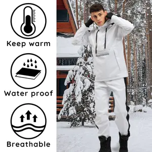 YEEFINE Men's Ski Jacket and Pants Set Waterproof Ski Suits Windproof Insulated Snowsuit Hooded Snowboard Jacket for Winter Sports